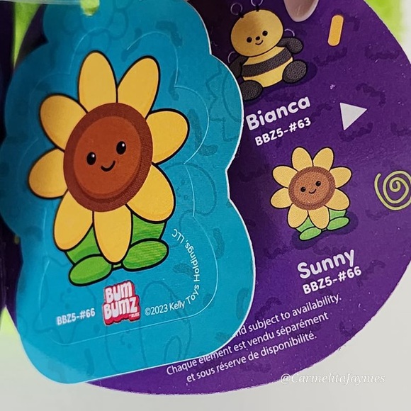 SUNNY 🌻 Yellow Sunflower GardenBumz Official Kellytoy Russ Bum Bumz Plush NWT - Picture 10 of 10
